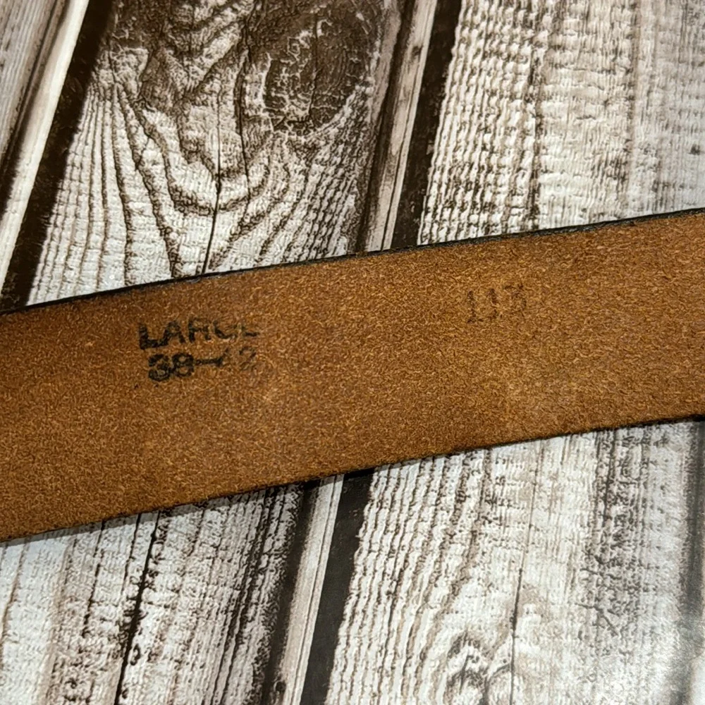 Bergamot Locomotive Vtg Brass Buckle Railfan Leather Tooled Belt 38-42 Unisex